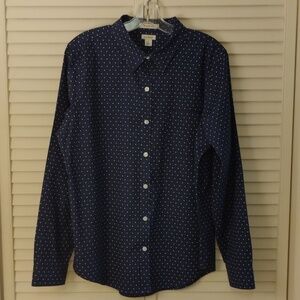 L.L. Bean Blue and White Casual Button Down Shirt